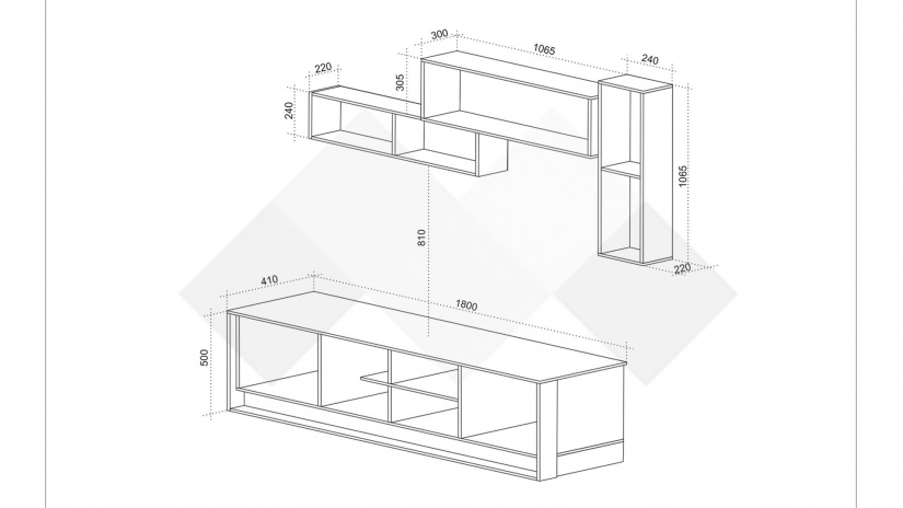 Секция Денвър модулни златен дъб с черно - изглед 2