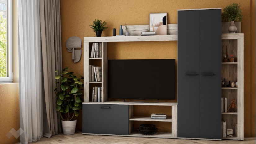 Секция Ести с гардероб малта с антрацит - изглед 2