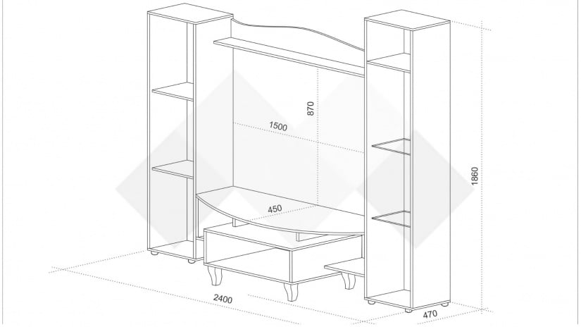 Секция Лукс с витрина черно и бяло гланц - изглед 3
