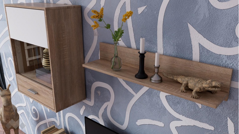 Секция Селена модулни дъб сонома с бяло - изглед 3 - МебелМаг Секция Селена модулни дъб сонома с бяло - изглед 3