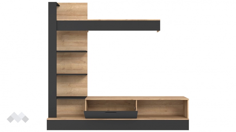 Секция Селина с открити рафтове вотан с черно - изглед 3