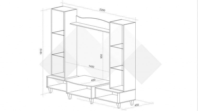 Секция Шик с LED осветление тиково дърво с бяло гланц - изглед 3 - МебелМаг Секция Шик с LED осветление тиково дърво с бяло гланц - изглед 3