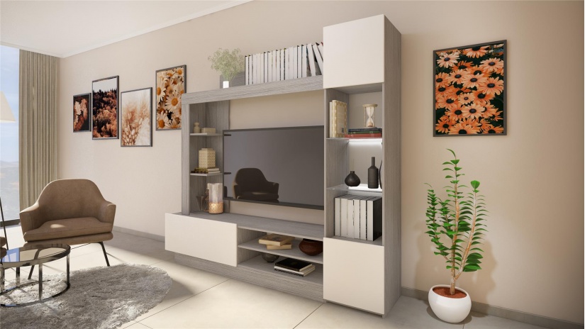 Секция Тити с LED осветление дъб ойстър с шампейн - изглед 3