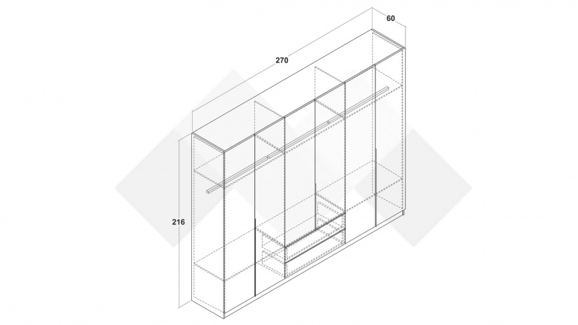 Гардероб Барса шесткрилни дъб арканзас с травертин - изглед 3