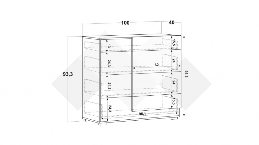 Скрин Бафра дъб артисан с тъмен норвежки бор - изглед 5 - МебелМаг Скрин Бафра дъб артисан с тъмен норвежки бор - изглед 5
