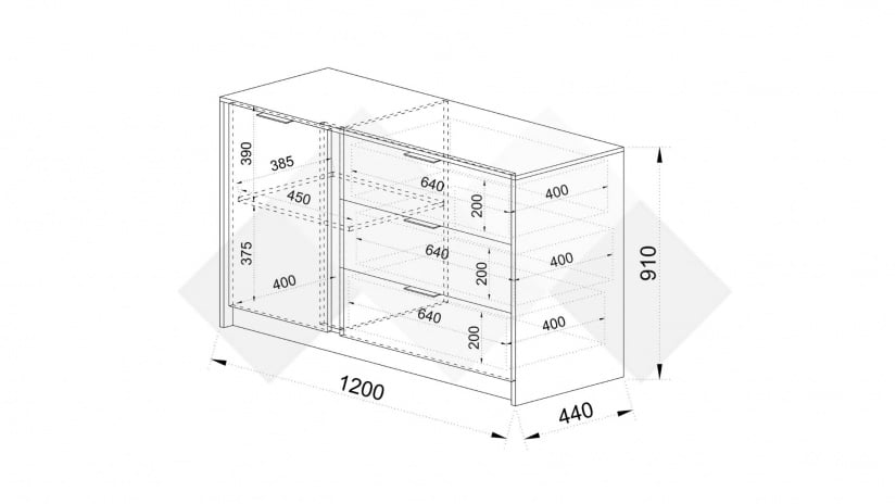 Скрин Кашмир кашмир - изглед 3 - МебелМаг Скрин Кашмир кашмир - изглед 3