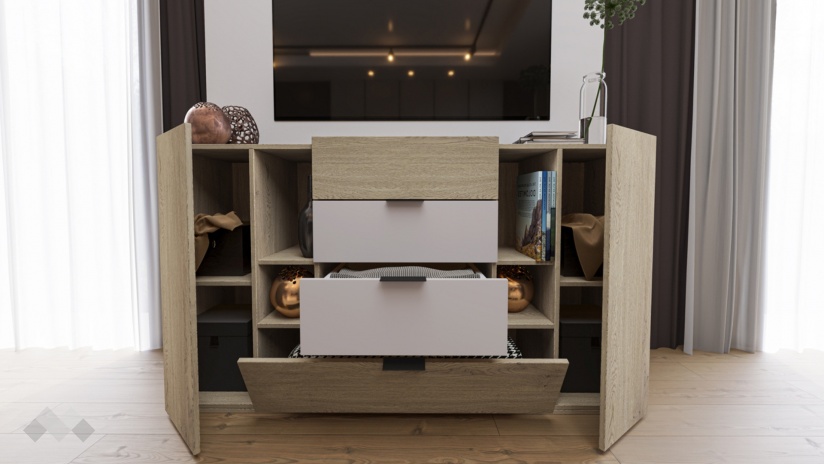 Спален комплект със скрин дъб кота кремона с кашмир - изглед 10