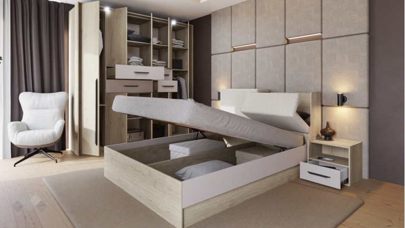 Спален комплект със скрин дъб кота кремона с кашмир - изглед 5