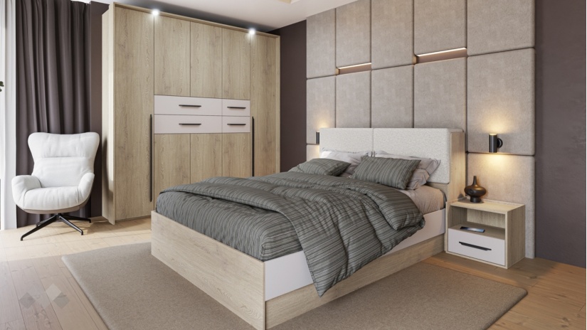 Спален комплект със скрин дъб кота кремона с кашмир - изглед 4