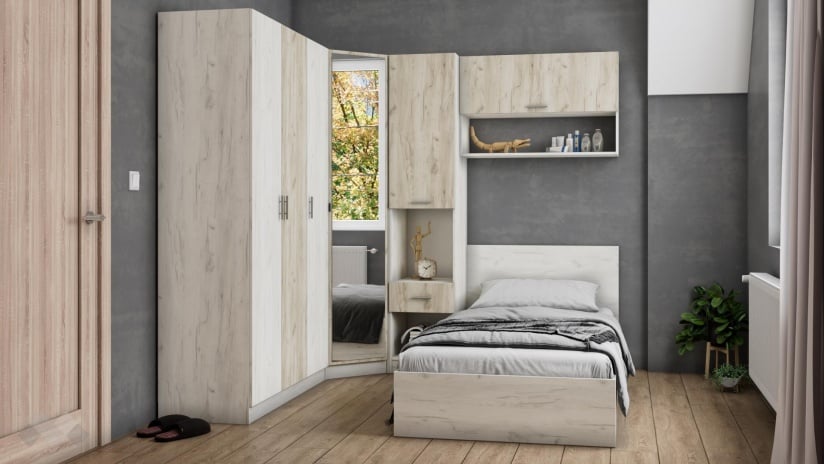 Спален комплект Адам А2 дъб крафт бял - изглед 1