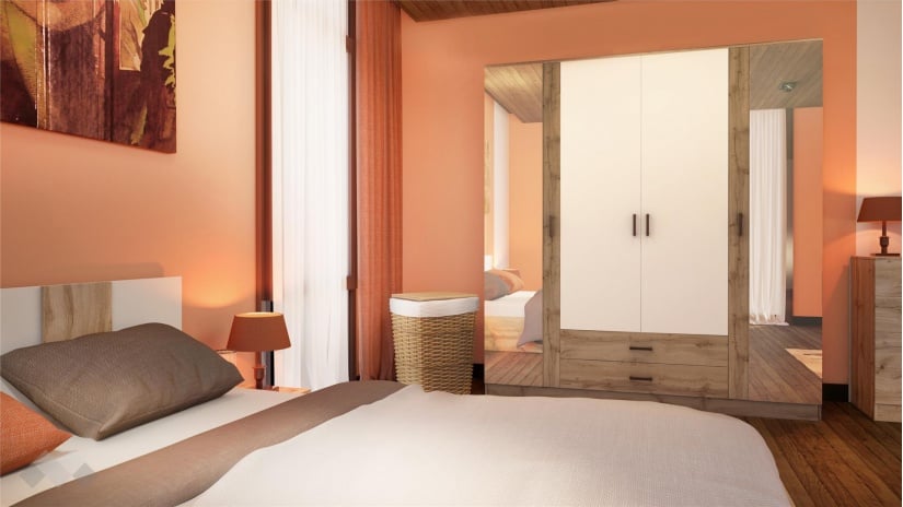 Спален комплект Анастасия с включен матрак Бонел 160/200 дъб дакота с бяло гладко - изглед 4