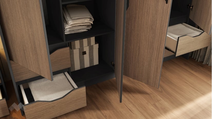 Спален комплект Ейприл с включен матрак Бонел 160/200 орех линеа с графит - изглед 8