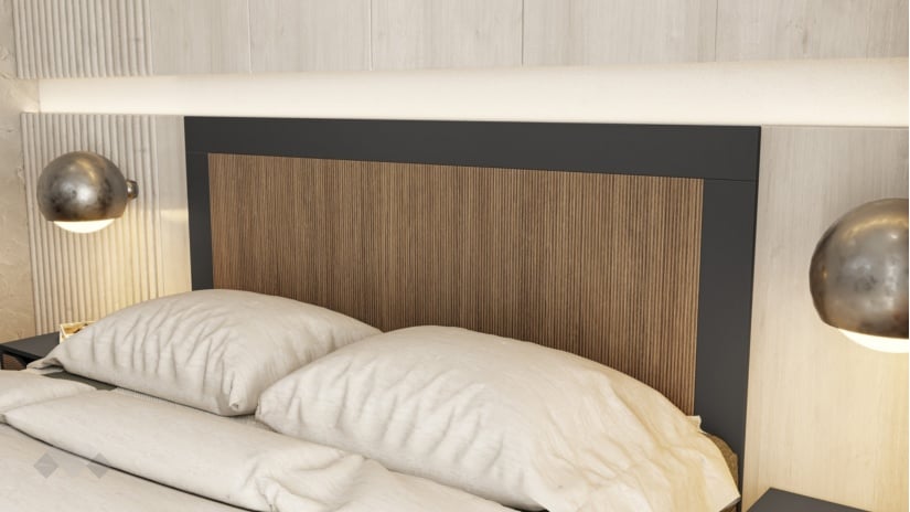 Спален комплект Ейприл с включен матрак Бонел 160/200 орех линеа с графит - изглед 4