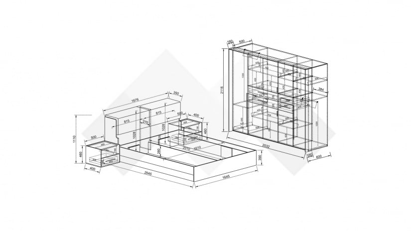 Спален комплект Емили с включен матрак Бонел 160/200 дъб кота кремона с кашмир - изглед 7