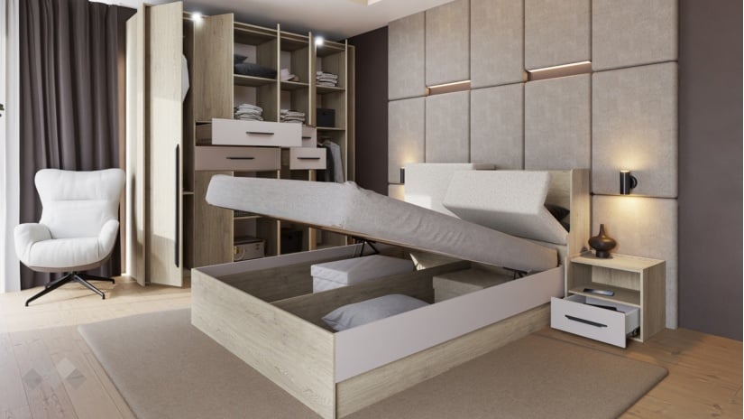 Спален комплект Емили с включен матрак Бонел 160/200 дъб кота кремона с кашмир - изглед 2