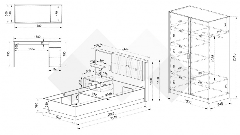 Спален комплект Кашмир K1 кашмир - изглед 2