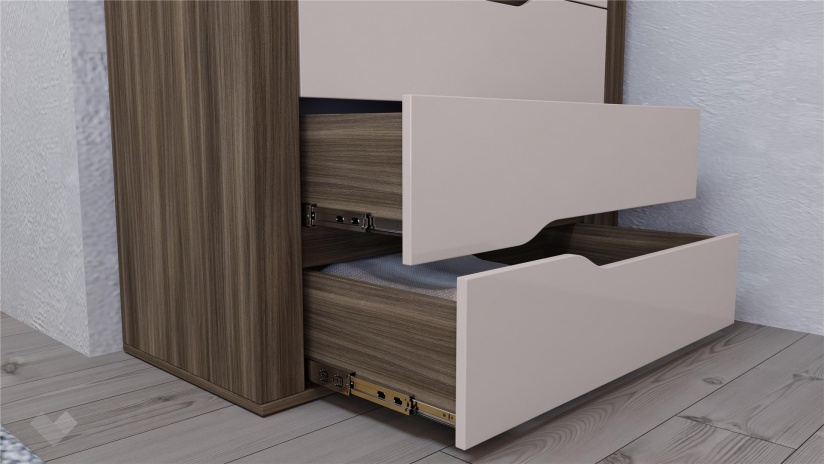 Спален комплект Котанело с включен матрак Бонел 160/200 дъб дилън тъмен с кашмир гланц - изглед 11