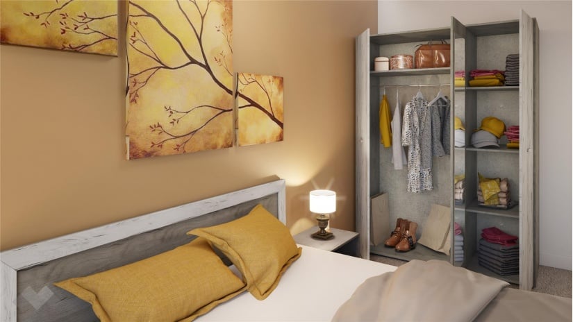 Спален комплект Летисия с включен матрак Бонел 160/200 дъб крафт сив с дъб крафт бял - изглед 4 - МебелМаг Спален комплект Летисия с включен матрак Бонел 160/200 дъб крафт сив с дъб крафт бял - изглед 4