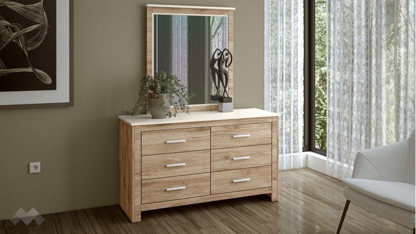 Спален комплект Силва дъб кадис с бяло гладко - изглед 5 - МебелМаг Спален комплект Силва дъб кадис с бяло гладко - изглед 5