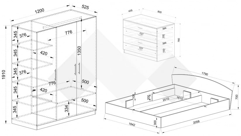 Спален комплект Скай K3 нардо сив - изглед 2