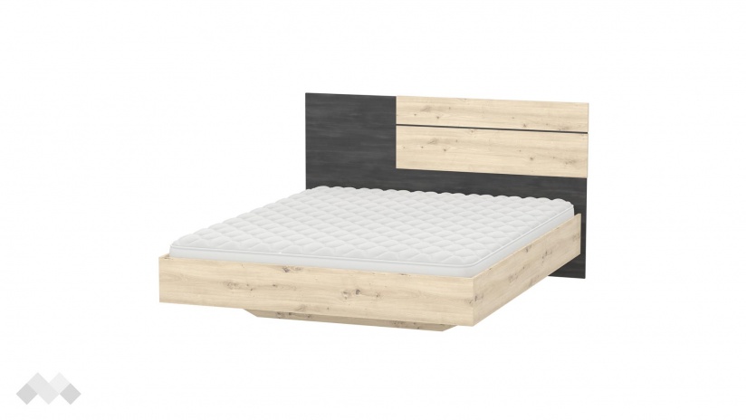 Спалня 160/200 Бафра с включен матрак Бонел 160/200 дъб артисан с тъмен норвежки бор - изглед 3 - МебелМаг Спалня 160/200 Бафра с включен матрак Бонел 160/200 дъб артисан с тъмен норвежки бор - изглед 3