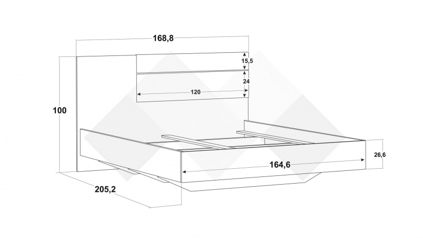 Спалня 160/200 Бафра с включен матрак Бонел 160/200 дъб артисан с тъмен норвежки бор - изглед 5 - МебелМаг Спалня 160/200 Бафра с включен матрак Бонел 160/200 дъб артисан с тъмен норвежки бор - изглед 5