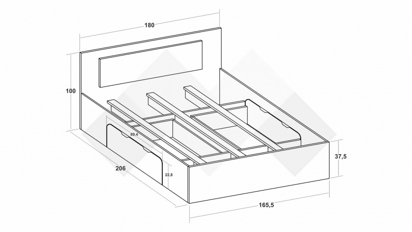 Спалня 160/200 Латте с включен матрак Бонел 160/200 тъмен норвежки бор - изглед 6 - МебелМаг Спалня 160/200 Латте с включен матрак Бонел 160/200 тъмен норвежки бор - изглед 6