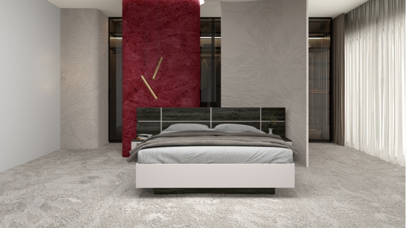 Спалня с нощни шкафчета 160/200 Лондон с включен матрак Бонел 160/200 дъб герано с кашмир - изглед 1