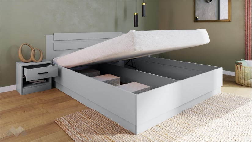 Спалня с нощни шкафчета 160/200 Скай с включен матрак Бонел 160/200 нардо сив - изглед 2