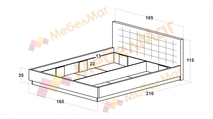 Спалня 160/200 Маями с включен матрак Бонел 160/200 кварц с антрацит гланц - изглед 2