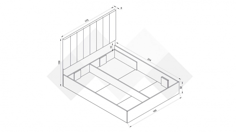 Спалня 160/200 Комо орех селект тъмен - изглед 2