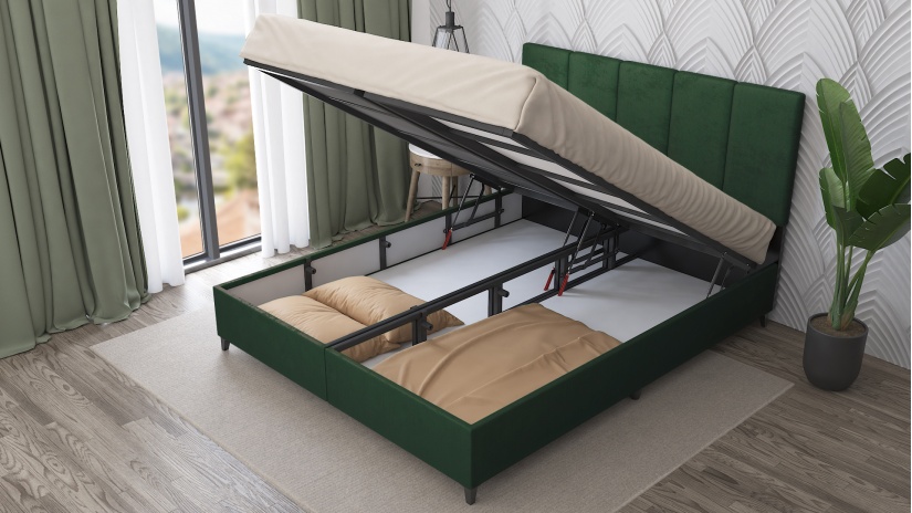 Боксспринг легло 160/200 Барона с включен матрак Sleep Nuvia 160/200 тъмно зелен - изглед 3 - МебелМаг Боксспринг легло 160/200 Барона с включен матрак Sleep Nuvia 160/200 тъмно зелен - изглед 3