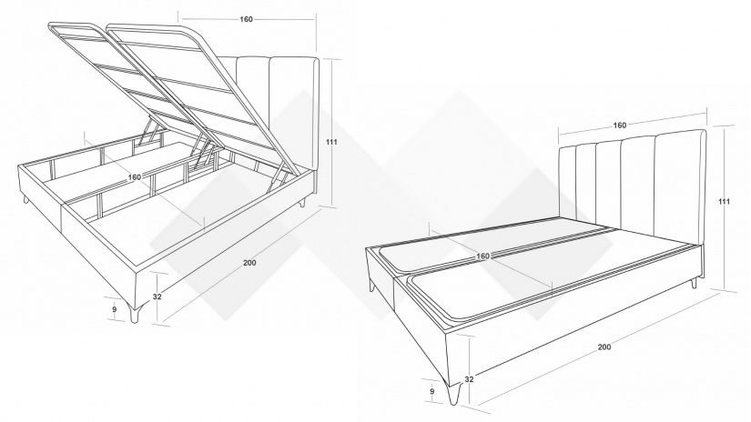 Боксспринг легло 160/200 Барона с включен матрак Sleep Nuvia 160/200 тъмно зелен - изглед 4 - МебелМаг Боксспринг легло 160/200 Барона с включен матрак Sleep Nuvia 160/200 тъмно зелен - изглед 4