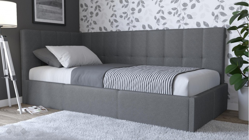 Тапицирано легло 90/200 Борко с включен матрак Бонел 90/200 сив - изглед 1