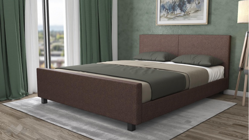 Тапицирана спалня 160/200 Елана с включен матрак Sleep Nuvia 160/200 кафяв - изглед 1 - МебелМаг Тапицирана спалня 160/200 Елана с включен матрак Sleep Nuvia 160/200 кафяв - изглед 1
