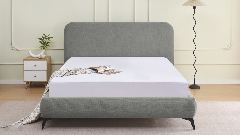 Тапицирана спалня 160/200 Елван с включен матрак Sleep Nuvia 160/200 светло сив - изглед 2 - МебелМаг Тапицирана спалня 160/200 Елван с включен матрак Sleep Nuvia 160/200 светло сив - изглед 2