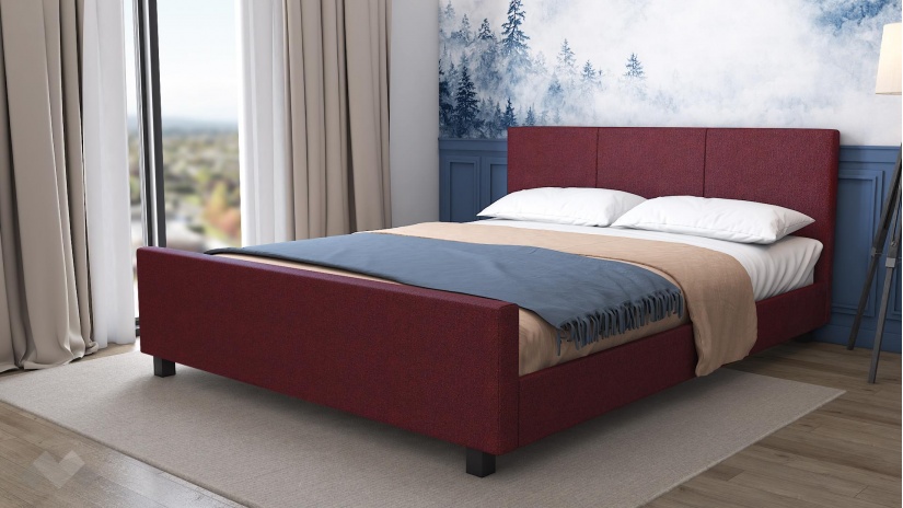 Тапицирана спалня 160/200 Гера с включен матрак Sleep Nuvia 160/200 червен - изглед 1 - МебелМаг Тапицирана спалня 160/200 Гера с включен матрак Sleep Nuvia 160/200 червен - изглед 1