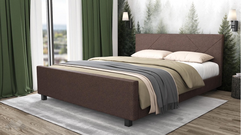 Тапицирана спалня 160/200 Нела с включен матрак Sleep Nuvia 160/200 кафяв - изглед 1 - МебелМаг Тапицирана спалня 160/200 Нела с включен матрак Sleep Nuvia 160/200 кафяв - изглед 1