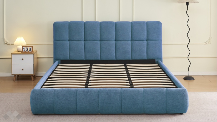 Тапицирана спалня 180/200 Селен с включен матрак Sleep Nuvia 180/200 деним - изглед 2 - МебелМаг Тапицирана спалня 180/200 Селен с включен матрак Sleep Nuvia 180/200 деним - изглед 2
