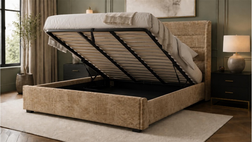 Тапицирана спалня 180/200 Велиса с включен матрак Sleep Nuvia 180/200 кафяв - изглед 2 - МебелМаг Тапицирана спалня 180/200 Велиса с включен матрак Sleep Nuvia 180/200 кафяв - изглед 2