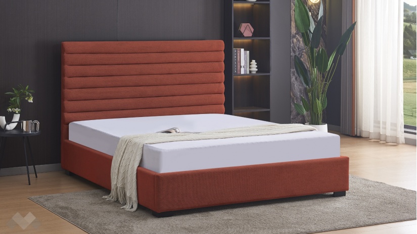Тапицирана спалня 160/200 Зерина с включен матрак Sleep Nuvia 160/200 червен - изглед 1 - МебелМаг Тапицирана спалня 160/200 Зерина с включен матрак Sleep Nuvia 160/200 червен - изглед 1