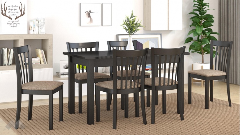 Трапезен комплект Нати L комплект със столове венге - изглед 1 - МебелМаг Трапезен комплект Нати L комплект със столове венге - изглед 1