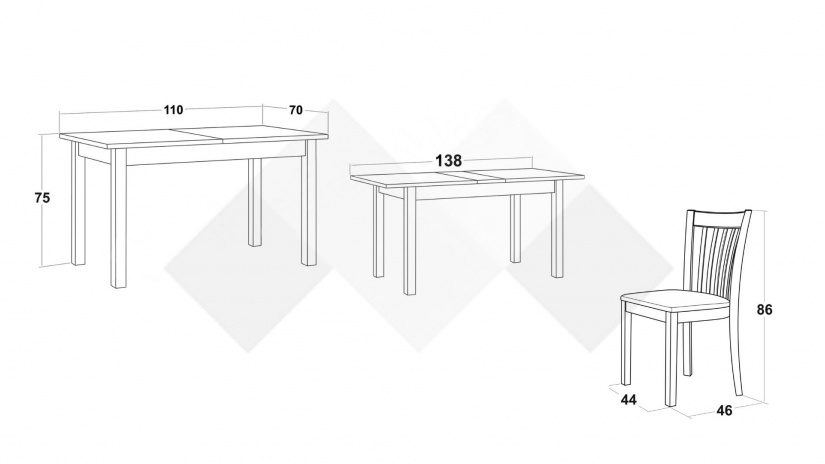 Трапезен комплект Нати M комплект със столове венге - изглед 3