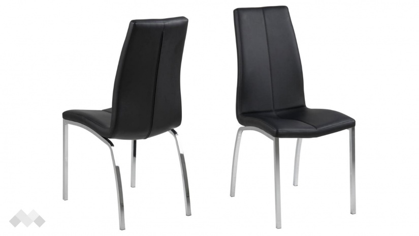 Трапезен стол Аска черен с хромирана основа - изглед 1