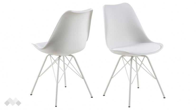 Трапезен стол Ерис бял с бяло - изглед 2