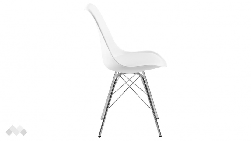 Трапезен стол Ерис бял с хромирана основа - изглед 3