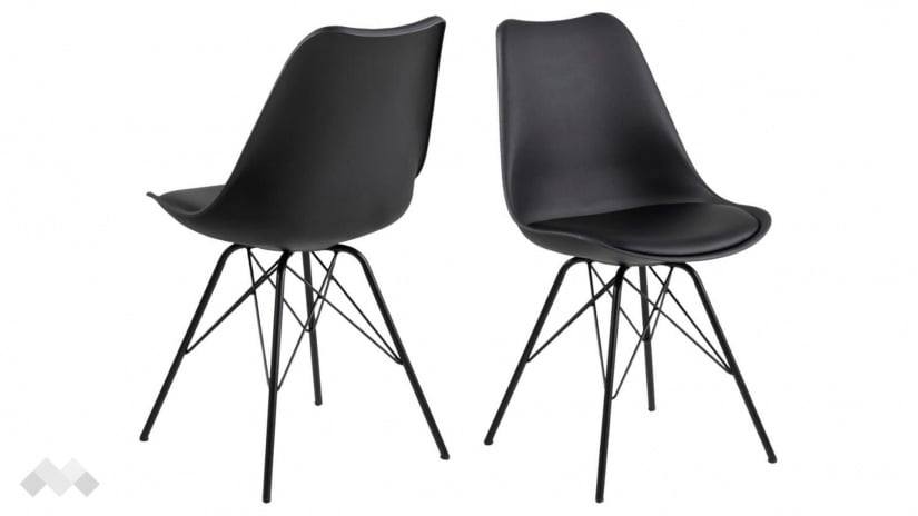 Трапезен стол Ерис черен с черно - изглед 2