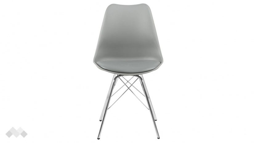 Трапезен стол Ерис сив с хромирана основа - изглед 1