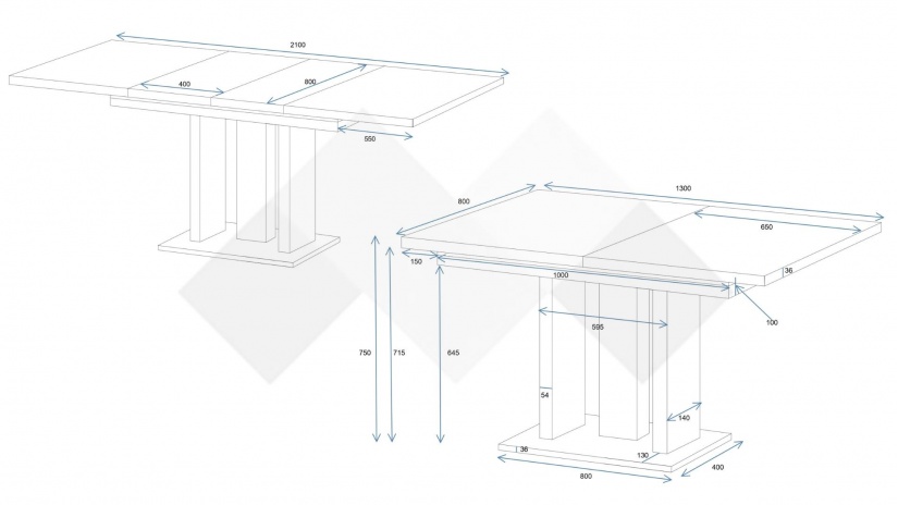 Трапезна маса Апиа разтегателни кашмир с черно - изглед 5 - МебелМаг Трапезна маса Апиа разтегателни кашмир с черно - изглед 5