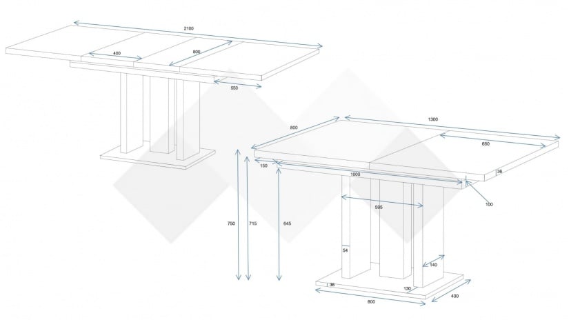 Трапезна маса Апиа разтегателни дъб артисан с черно - изглед 5 - МебелМаг Трапезна маса Апиа разтегателни дъб артисан с черно - изглед 5